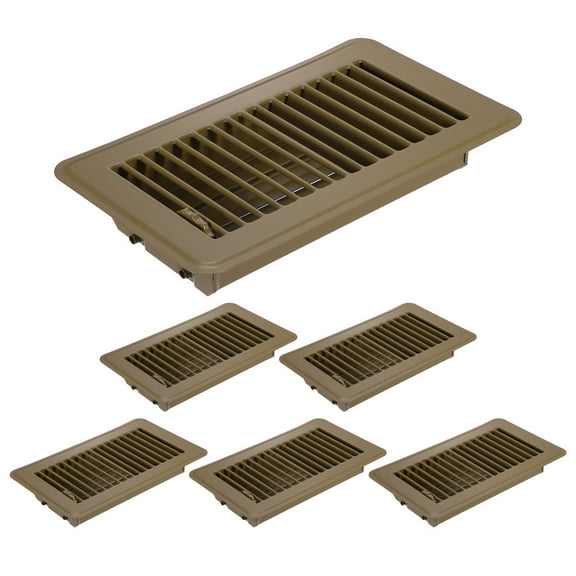 4x8 Inch Floor Vent Covers, Floor Registers Metal Walkable Air Vent Covers Easy Adjustable Air Supply Lever, Brown 6 Pcs