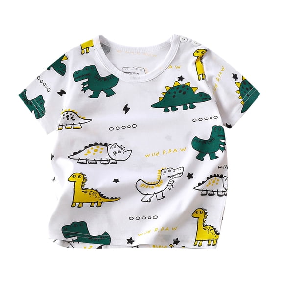 Lovzfmll Infant Boy's T-Shirts, Cartoon Print Short Sleeve Tee, Casual Loose Fit Pullover Graphic Tees for 6-9 Months