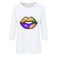 thumbnail image 4 of SOOMLON Mardi Gras Shirts for Women Carnival Outfits Tuesday Party 3/4 Sleeve Tshirts Fancy Mask Print Tops Plus Size Scoop Neck Shirts New Orleans Festival Tees 2025 White M, 4 of 5