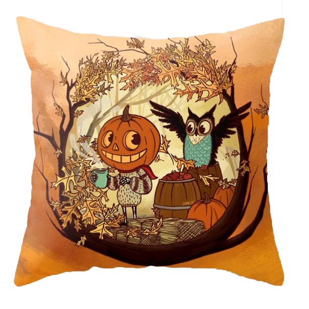 Style 9 Funda de almohada de Halloween de 18x18 pulgadas con dibujos de calabaza, murciélago, fantasma, funda de almohada, decoración, suministros para fiestas