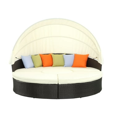 Modway Quest Canopy Outdoor Patio Daybed in Espresso White