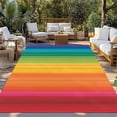 thumbnail image 2 of Rainbow Striped Outdoor Rug for Patio/Deck/Porch, Non-Slip Large Area Rug 4 x 6 Ft, Colorful Gradients Modern Abstract Art Indoor Outdoor Rugs Washable Area Rugs, Reversible Camping Rug Carpet Runner, 2 of 8