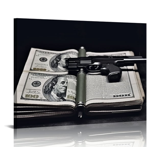 COMIO Poster Featured Poster Vintage Black And White Bible Gun Money Poster Office Church Decor Wall Art W Canvas Painting Wall Art Poster for Bedroom Living Room Decor 20x16 inch