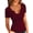 Burgundy, variant on V Neck Notched Neckline Shirts for Women Short Sleeve T Shirts Summer Tops Tees