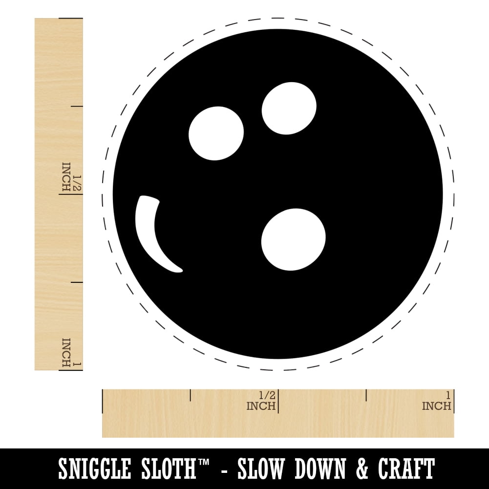 Bowling Ball Self-Inking Rubber Stamp Ink Stamper - Blue Ink - Medium 1 Inch
