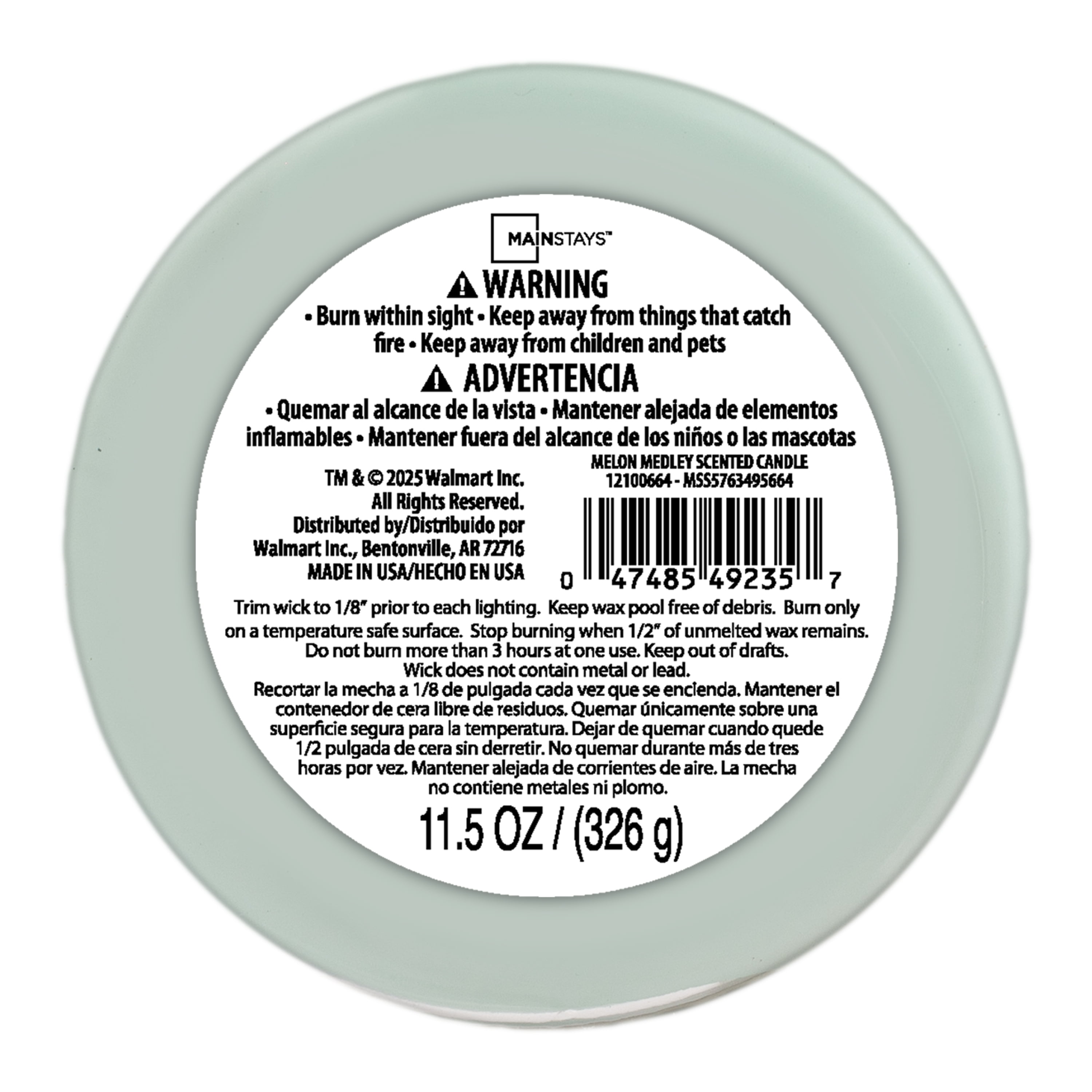 Mainstays Melon Medley Scented 3 Wick Candle, 11.5 oz.