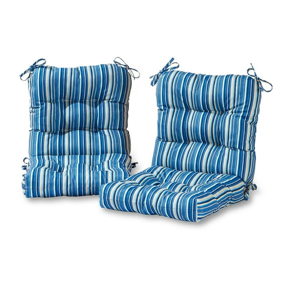 Greendale Home Fashions Coussin de Siège/dossier Extérieur, 2 Unités (Lot de 1), Rayure Bleu Acier