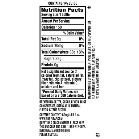 Pure Leaf Tea & Lemonade Real Brewed Iced Tea, 18.5 oz Bottle