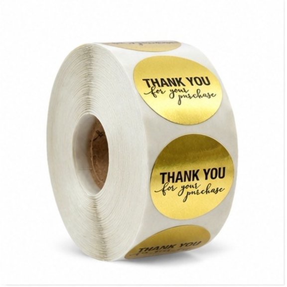 Moluckfu T You Sticker Self Adhesive Round Label for Baking Packing and Wrapping in Golden