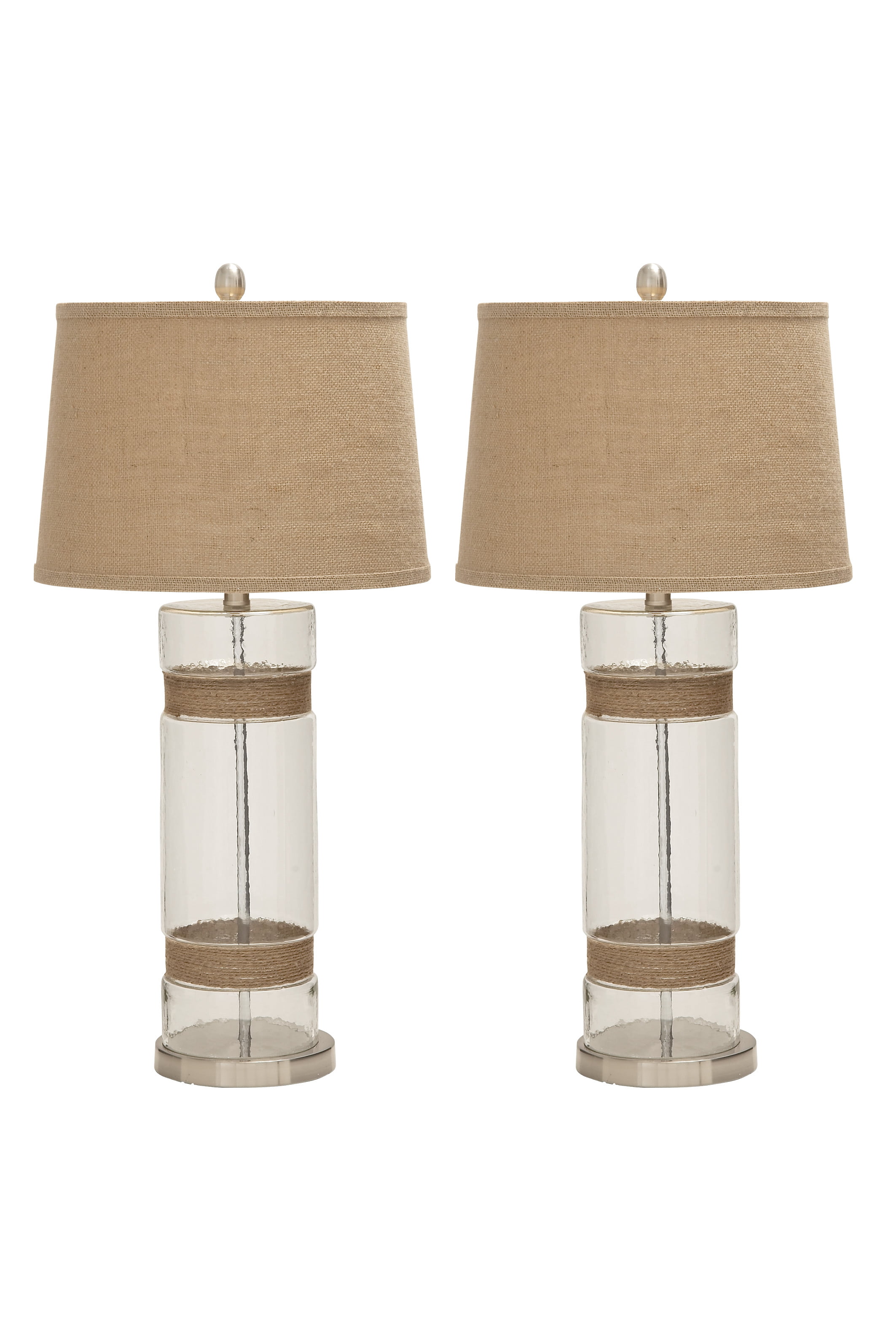 Decmode Silver Glass Rustic Table Lamp, Rustic Glass Table Lamps
