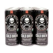 Death Wish Coffee Organic Unsweetened Black Iced Cold Brew, Bottled Coffee Drink, 8 Fl Oz, 12 Pk, Cans