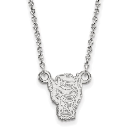 Sterling S. Rh-p LogoArt North Carolina State U Small Pendant With Necklace; 18 inch; for Adults and Teens; for Women and Men