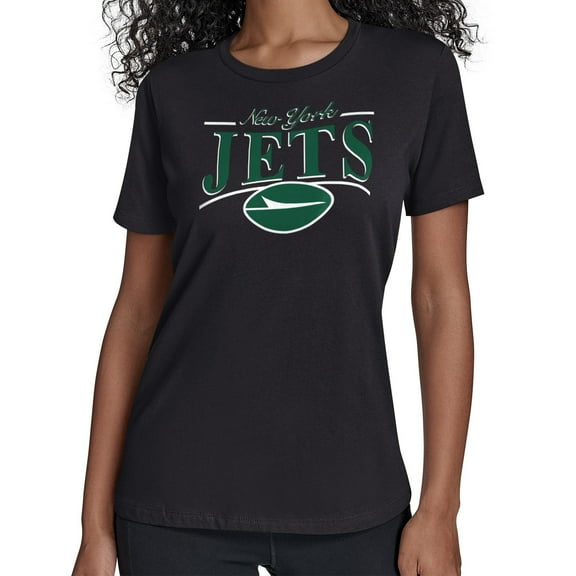 Women's Starter Black New York Jets Arch Stripe T-Shirt