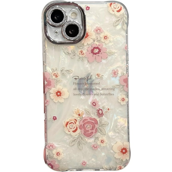 Cute Colorful Flowers Shell Texture Phone Case Compatible with iPhone Case (Pink,iPhone 12 Pro)