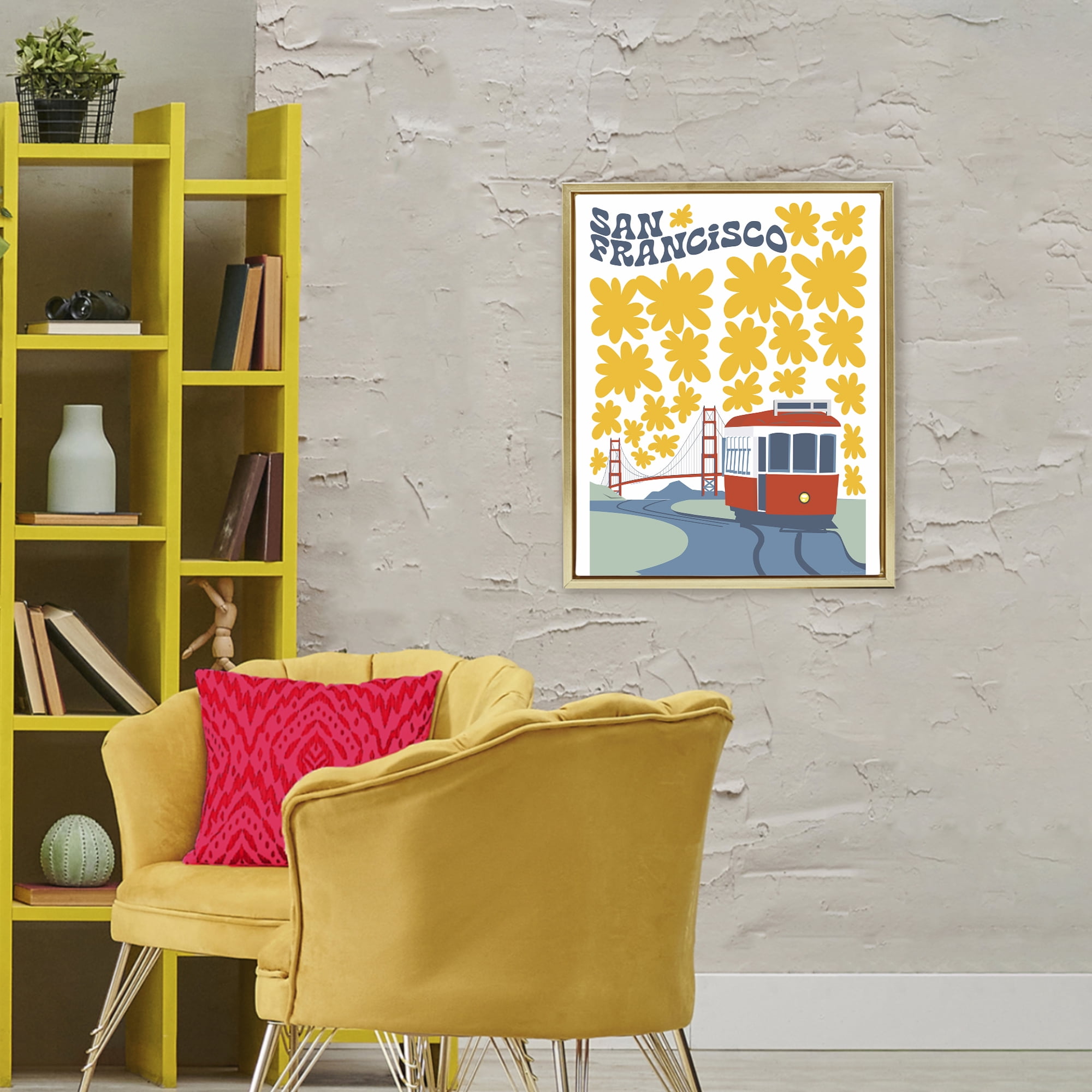 Stupell Industries San Francisco Trolley Gold Framed Floater Canvas Wall Art, design by Omar Escalante