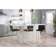 thumbnail image 3 of Lumisource Fuji Contemporary High Back Barstool in Gold Steel and Black Faux Leather - Set of 2, 3 of 7