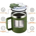 thumbnail image 4 of Tasse à Café Isolée 12oz avec Poignée, Vert Armée, Tasse de Voyage en Acier Inoxydable avec Couvercle Rabattable, Gobelet à Café à Double Paroi sous Vide, 4 of 5