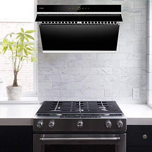 FOTILE inclined Vent Series 30" 1000 CFM Under Cabinet or Wall Mount Range Hood with 2 LED lights, Motion and Touch Activation in Onyx Black Tempered Glass
