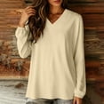 thumbnail image 7 of YUGYXL Women Long Sleeve Shirts Trendy Casual Dressy V Neck Loose Fit Summer Fall Tunic Clothes Yellow Sweatshirt XXXL, 7 of 7