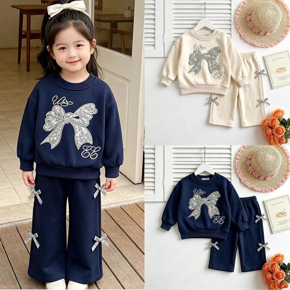 Muxikeji Clothes Girls Back to School Clothes,Girls Clothing Sets 3T Letter Print Long Sleeve Cute Sweatshirt Pullover tops Joggers Pants Children Fall Clothes for Teen Girls