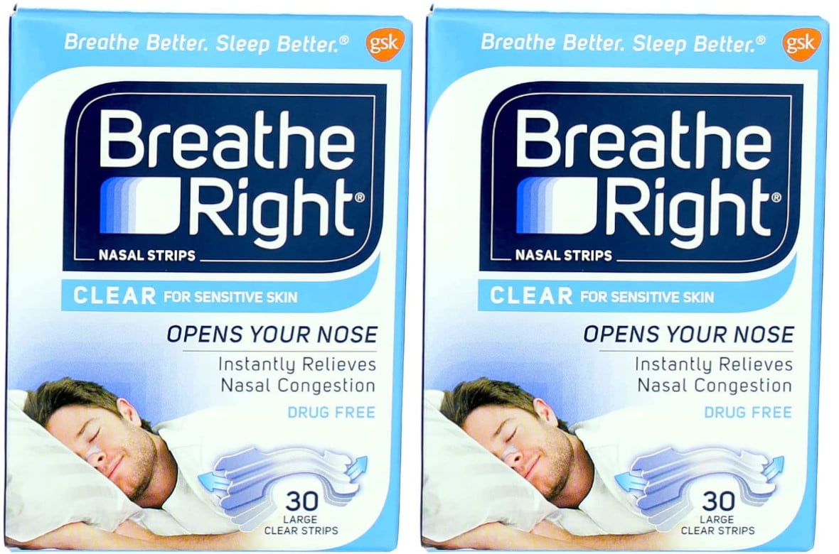 Breathe Right Nasal Strips, Clear, Large - 30 Ea, 2 Pack