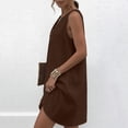 thumbnail image 6 of Axiiglly Women's Dresses Sleeveless Button V Neck Linen Mid Dresses 2026 Summer Holiday Flowy Dresses S-3XL, 6 of 8