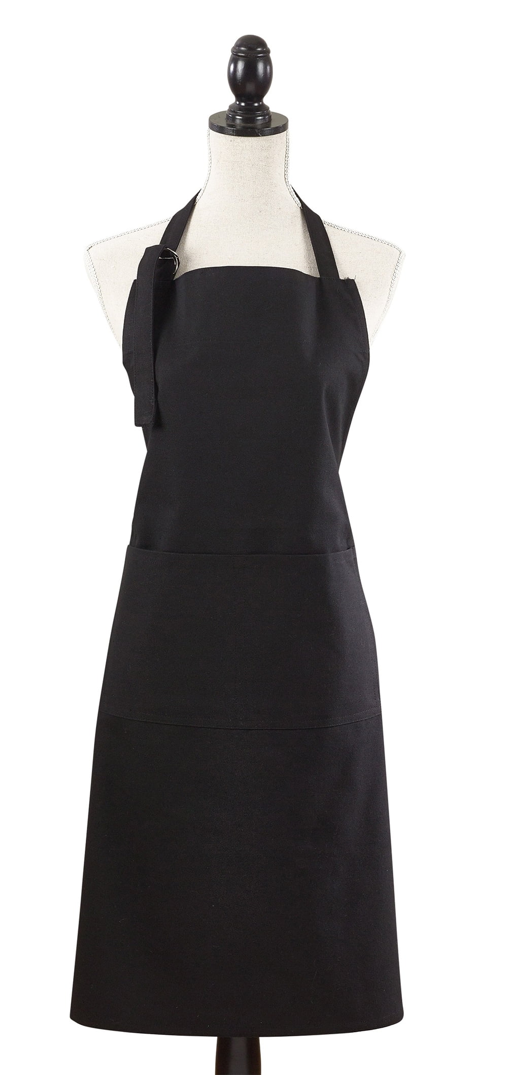Classic Black Cotton Denim Cooking Apron with Pocket