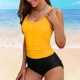 thumbnail image 4 of Women's Sleeveless Swim Tank Top Only - Adjustable Straps Soft Bathing Suit Top, Solid Two Piece Swimsuit Top(Yellow,L), 4 of 7