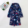 thumbnail image 2 of Gibobby Boys Girls Coral Fleece Bathrobe,Soft Plush Hooded Robe with Adjustable Belt,Cartoon Print,for Toddlers 18 Month -14 Years,Warm Loungewear Shower Robe Kids Pajamas,Navy,Size 6-7T, 2 of 6