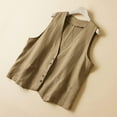 thumbnail image 3 of CHOK Gilet en Coton et Lin pour Femmes, Blazer Sans Manches à Col en V avec Poches, 3 of 7
