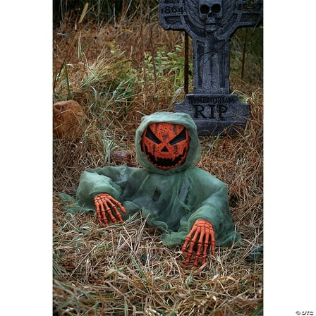 Fun World Grave Breaker Jack-O'-Lantern 45" Decoration Prop, Orange Green