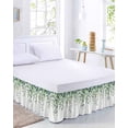 thumbnail image 2 of Spring Eucalyptus Leaves Bed Skirt King Size, Botanical Summer Wrap Around Bed Skirting with Adjustable Elastic Strap, Dust Ruffle Pleated Bedskirts 16 Inch Drop for Bedroom King Beds, 2 of 9