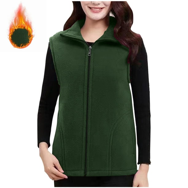 Blusa informal sin mangas y sin capucha para mujer, de poliéster, cómoda, lisa, con cuello en V, para invierno