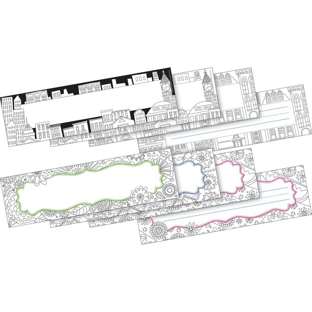 Barker Creek Color Me Designs Name Plate Bulletin Board Sign Set 2 Designs 3812 Walmart Com Walmart Com