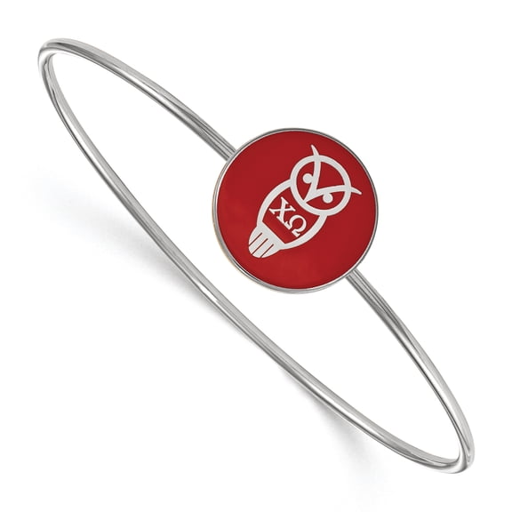 Sterling Silver Official Licensed Greek Sororities 7in Chi Omega (??) Enameled Slip-on Bangle