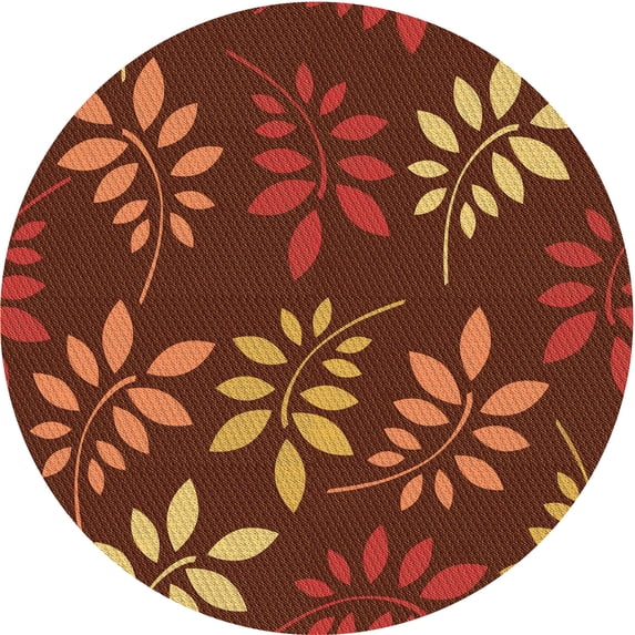 Ahgly Company Indoor Round Patterned DarkRed Area Rugs, 8' Round
