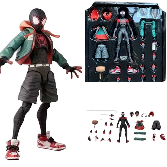 Gprince Cartoon Spider Man Action Figure Anime Joint Movable Miles Morales Spider Man Model Ornaments For Kids Gifts Fans Collection