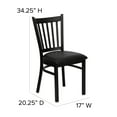 thumbnail image 6 of BizChair 2 Pack Black Vertical Back Metal Restaurant Chair - Black Vinyl Seat, 6 of 14