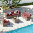 thumbnail image 6 of Clouddwell 7 Piece Patio Furniture Set Wicker Rattan Patio Conversation Set Outdoor Sectional Sofa Set with Coffee Table and Black Cushions(Waterproof Cover Included), 6 of 6