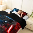 thumbnail image 3 of Homewish Glowing Neon Gaming Controller Twin Comforter Sets,Game Pad Theme Bedding Set,Blue Red,Black Reversible,2-Piece,1 Comforter and 1 Pillowcase, 3 of 7