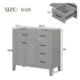 thumbnail image 2 of 36" Bathroom Vanity without Sink, Freestanding Bathroom Vanity Cabinet with 3 Drawer and 2 Doors, Single Basin Vanity Set for Bathroom, Cabinet Base Only, Grey, 2 of 7