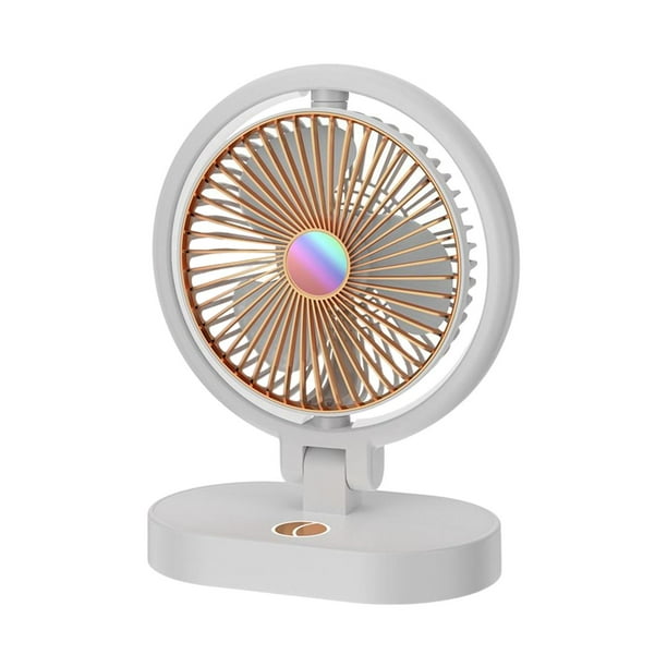 Ventilador de mesa pequeño con luces nocturnas, 4 velocidades, ventilador de refrigeración de escritorio personal Aureato blanco