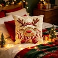 thumbnail image 2 of huayou Cute Elk Candy Cane Christmas Throw Pillow Cover 17.72×17.72in Soft Cushion Case for Sofa Couch Bedroom Living Room Farmhouse Holiday Decoration, 2 of 6