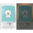 thumbnail image 2 of Checkerboard Blue Bichon Frise Ceramic Night Light, 2 of 2