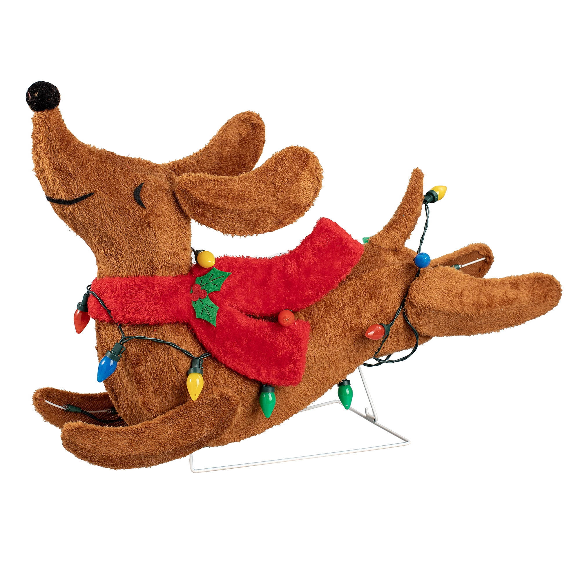 Indoor/Outdoor 50-Count LED Plush Dachshund Christmas Decoration, Multicolor, 30", by Holiday Time