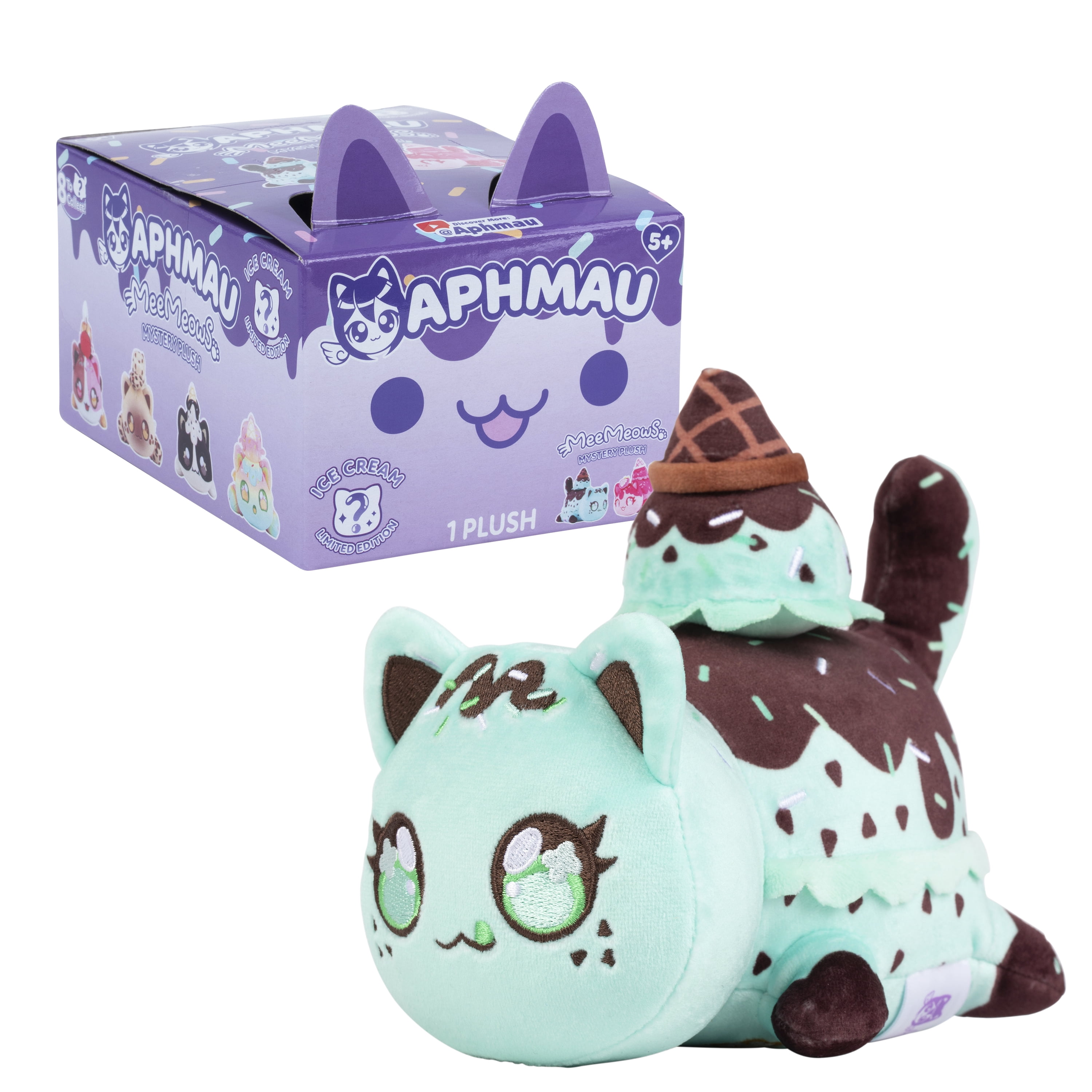 Aphmau 6 in MeeMeow Mystery Plush Toy – Ice Cream; Blind Box, 1 of 8 Possible, Age Group 5+