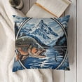 thumbnail image 3 of YINGXI  Square Pillow Cover Blue Bass Fish Fishing Camping Sign Throw Cushion Covers for Couch Chair Bedroom 22x22in, 3 of 5