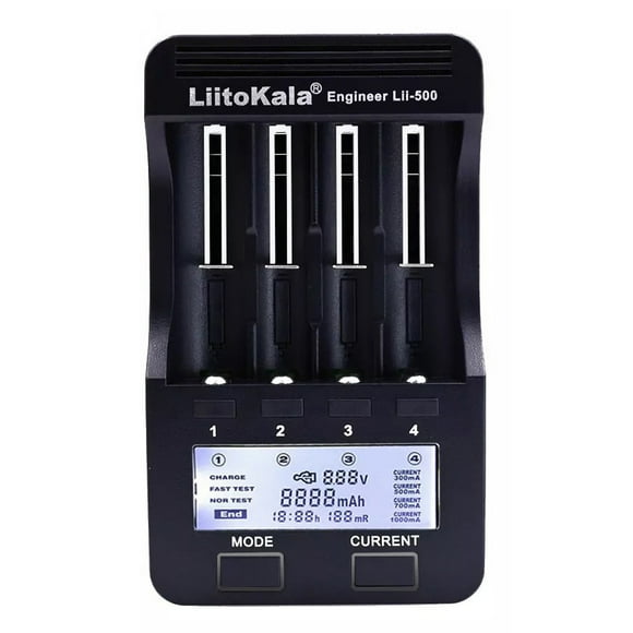 Amdohai Liitokala Lii-500 Quick Battery Recharger LCD Display Button Control 4-channel Independent Recharging Battery Capacity Measuring Function for 18650 26650 14500 AA AAA batteries