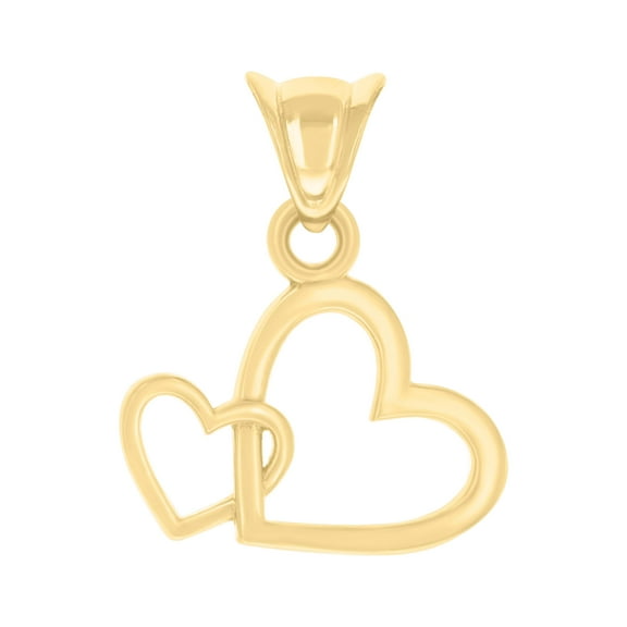 14k Yellow Gold Womens Intertwined Heart Charm Pendant