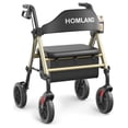 thumbnail image 1 of Andadores HOMLAND para personas mayores con asiento, andador plegable con ruedas, marco de aluminio reforzado, ruedas grandes de goma de 20 cm para todo terreno, andador ligero con ruedas y altura aju, 1 of 5